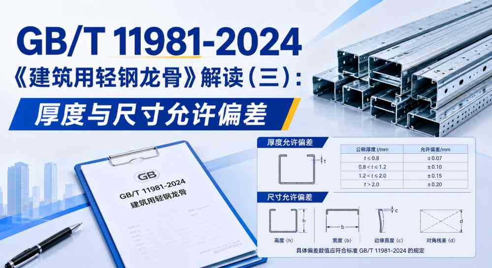 GB/T 11981-2024《建筑用轻钢龙骨》解读（三）：厚度与尺寸允许偏差