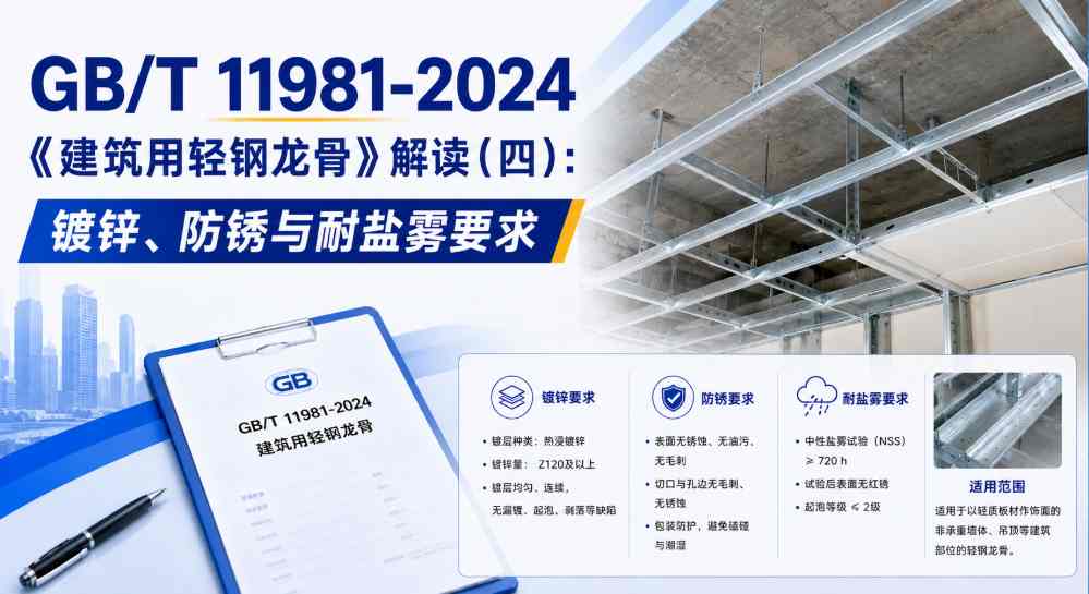 GB/T 11981-2024《建筑用轻钢龙骨》解读（四）：镀锌、防锈与耐盐雾要